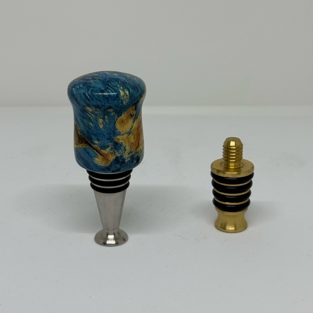 Blue dyed wine or whiskey stopper